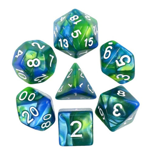 Blue + Green Blend Polyhedral Dice Set ( 7Pcs )