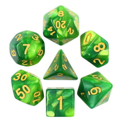 Green Colour Blend Polyhedral Dice Set
