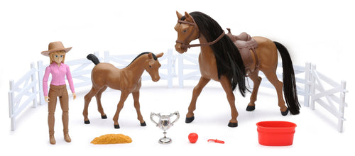 NewRay 1/9 Valley Ranch Horse Family Set with Figure<br>(Shipped in 10-14 days)