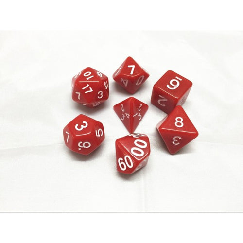 Red Opaque Polyhedral Dice Set (7Pcs)