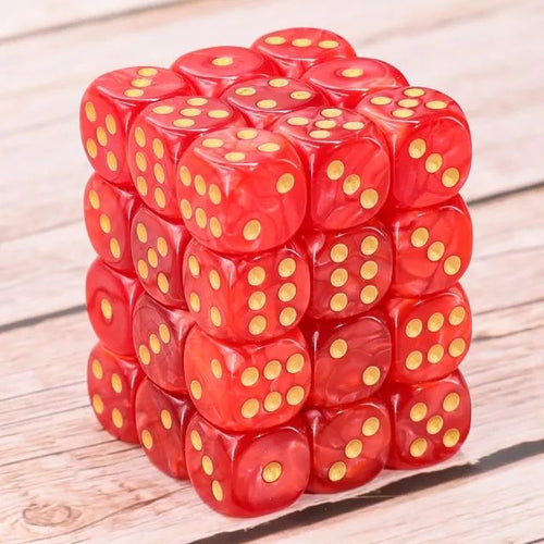 12mm D6 Red Pearl pips dice