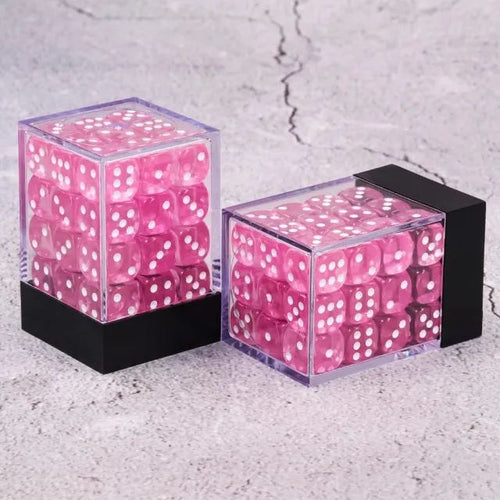 12mm D6 Transparent Pink pips dice
