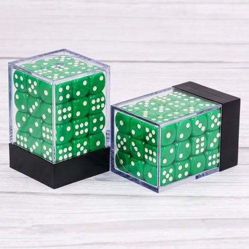 12mm D6 Opaque Green pips dice