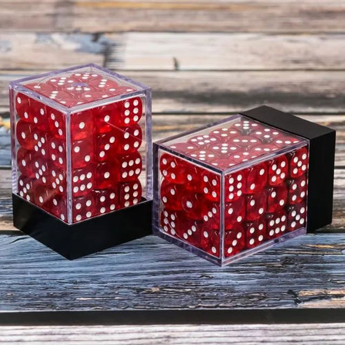 12mm D6 Transparent Red pips dice
