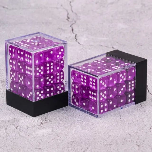 12mm D6 Transparent Purple pips dice