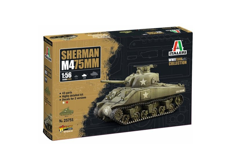 Italeri 1/56 M4 Sherman 75mm<br>(Shipped in 10-14 days)