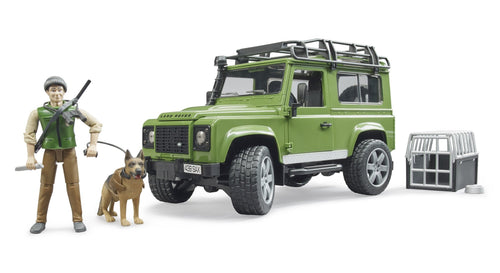 Bruder Toys Land Rover Defender with forest ranger and dog<br>(Shipped in 10-14 days)