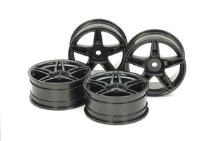 Tamiya Medium-Narrow Twin 5-Spoke Black Wheels +2 (4)<br>(Shipped in 10-14 days)