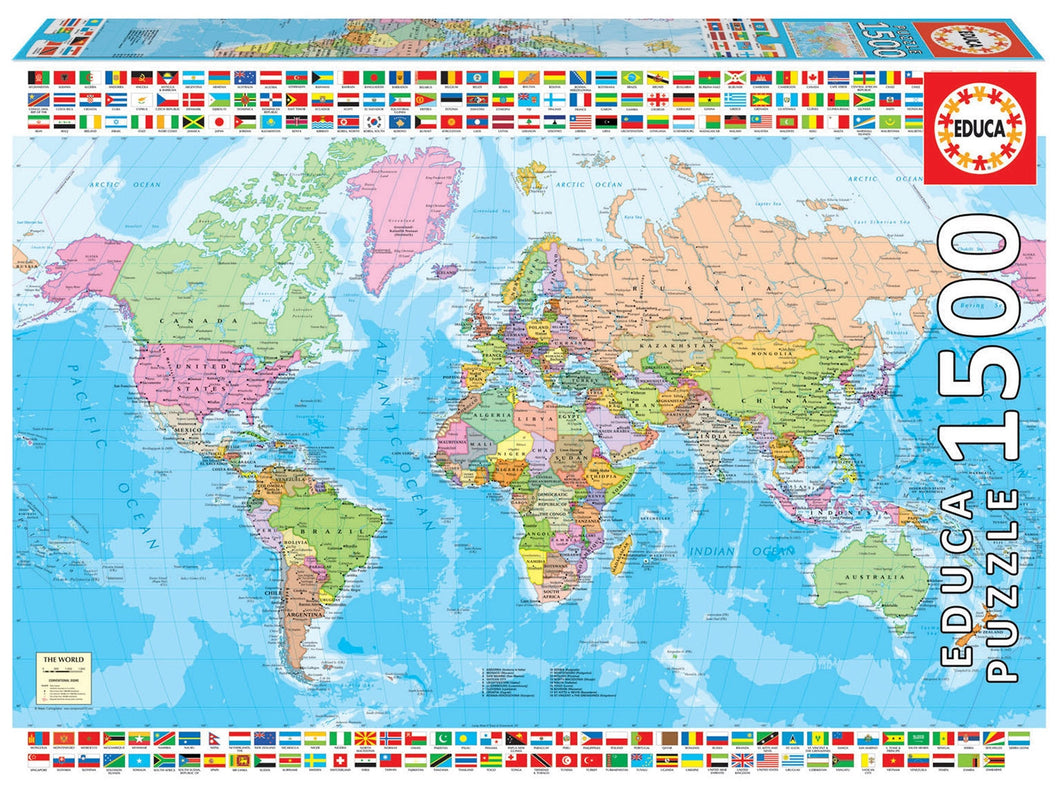 Educa Political Worldmap (1x1500pc)<br>(Shipped in 10-14 days)