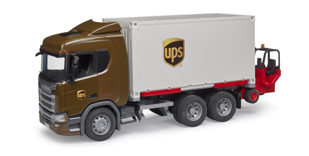 Bruder Toys Scania Super 560R UPS Logistic truck w/forklift<br>(Shipped in 10-14 days)