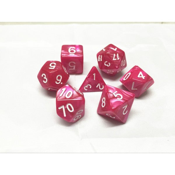 Rose Red Pearl Polyhedral Dice Set ( 7Pcs )