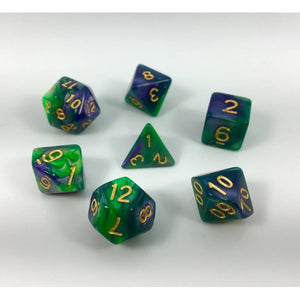 Green + Purple Blend Polyhedral Dice Set ( 7Pcs )