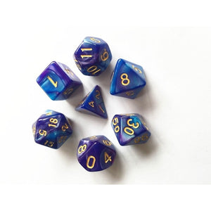 Blue + Deep Purple Polyhedral Dice Set ( 7Pcs )