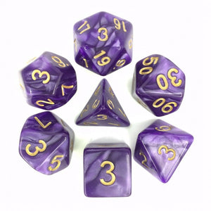 Pearl Purple ( Golden Font ) Polyhedral Dice Set ( 7Pcs )