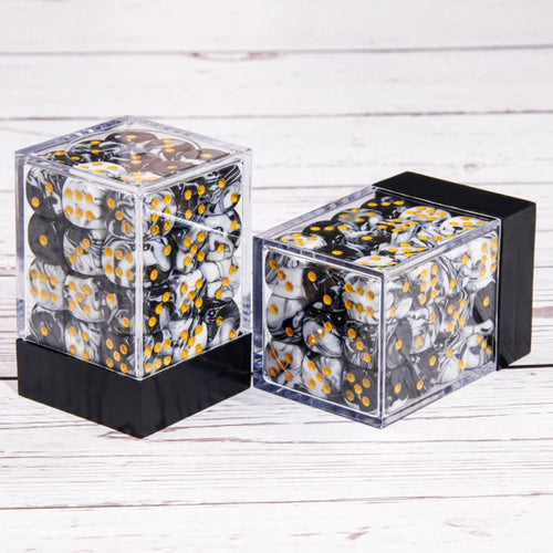 White + Black Blend 12mm D6 Dice ( 36 Pcs )
