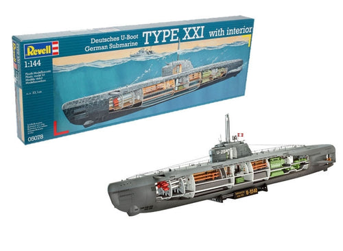 Revell 1/144 German Submarine Type XXI with Interior<br>(Shipped in 10-14 days)
