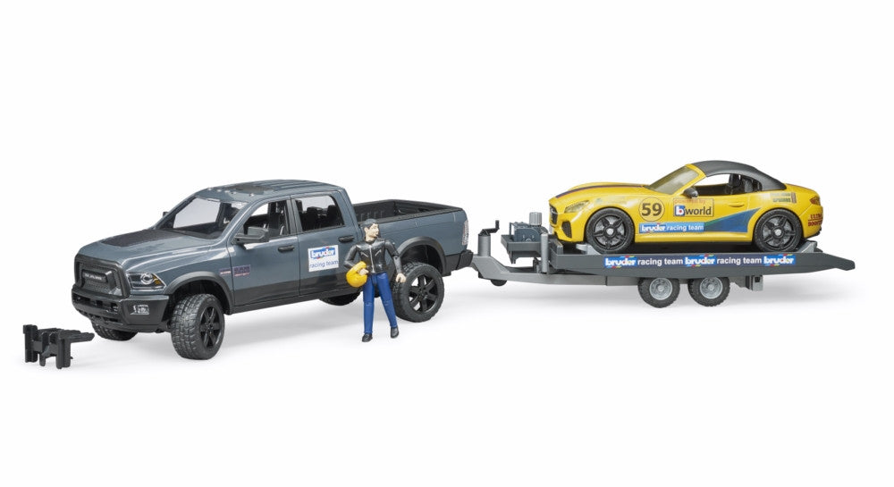 Bruder Toys RAM 2500 Power Wagon w/Roadster and trailer<br>(Shipped in 10-14 days)