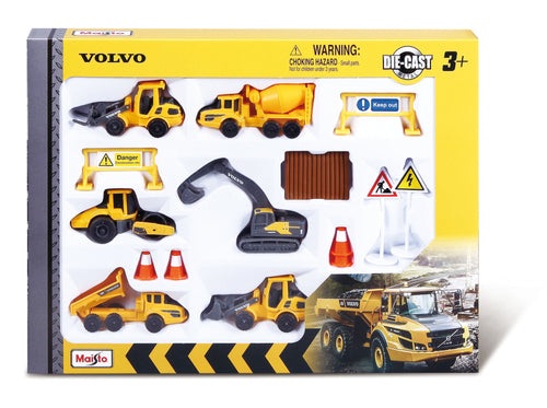 Maisto Mini Work Machines - Volvo (6 pack + Accessories)<br>(Shipped in 10-14 days)