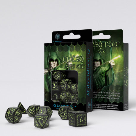 Elvish Black & glow-in-the-dark Dice Set