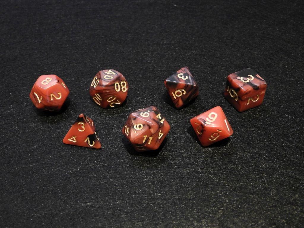 Red + Black Blend Polyhedral Dice Set (7Pcs)