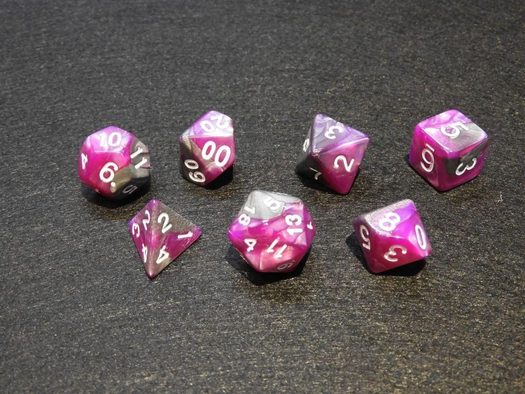 Silver + Purple Blend Polyhedral Dice Set