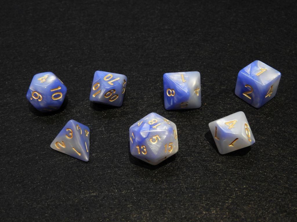 Light Blue + White Blend Polyhedral Dice Set (7Pcs)