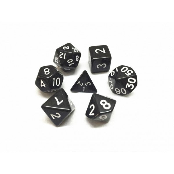 Black Opaque Polyhedral Dice Set (7Pcs)