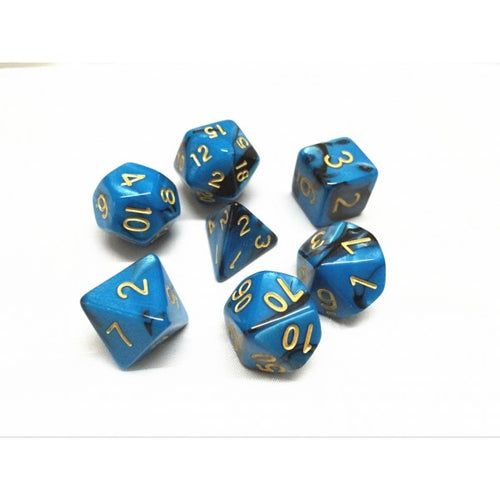 Blue + Black Blend Polyhedral Dice Set (7Pcs)