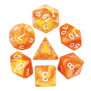 Lemon Yellow & Orange Blend Polyhedral Dice Set (7Pcs)
