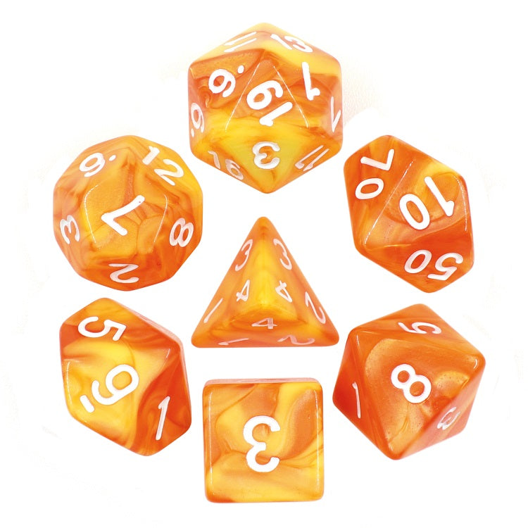 Lemon Yellow & Orange Blend Polyhedral Dice Set (7Pcs)