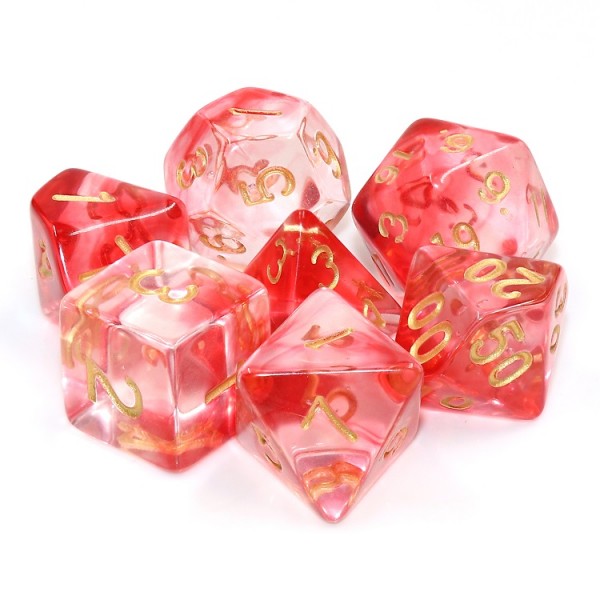 Crimson Light Polyhedral Dice Set (7Pcs)