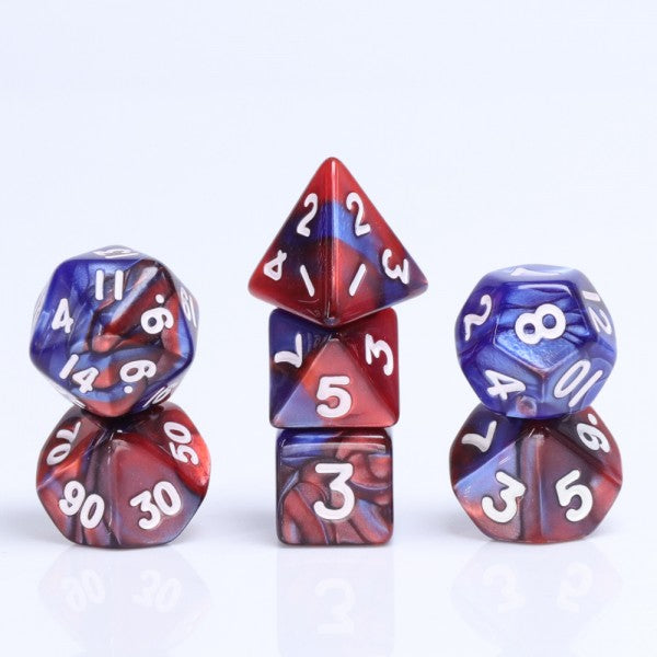 Mini Dice Blend Dark Blue/Red Polyhedral Dice Set ( 7Pcs )