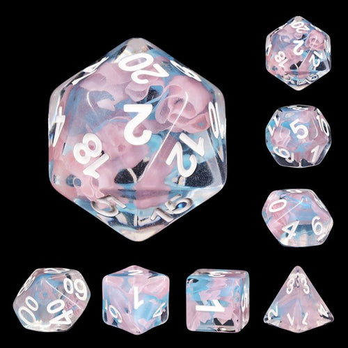 Pink Butterfly Polyhedral Dice Set (7Pcs)