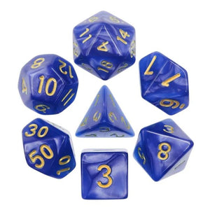 Blue (Golden font) pearl dice set