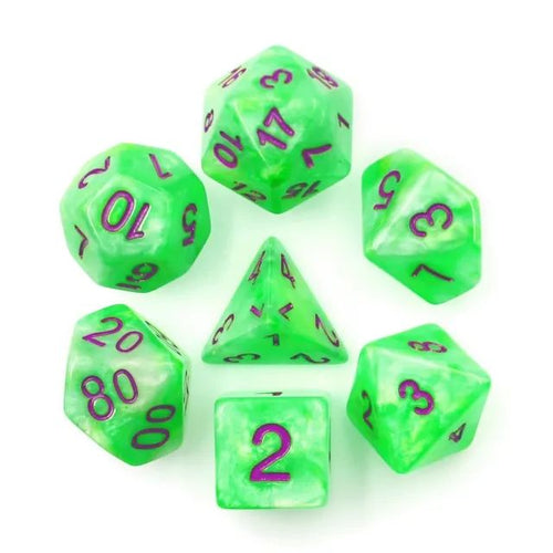 Green Pearl Dice (Purple font)