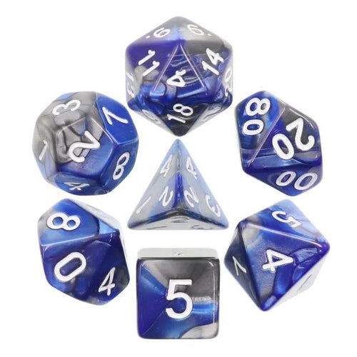 Silver+Blue Blend dice