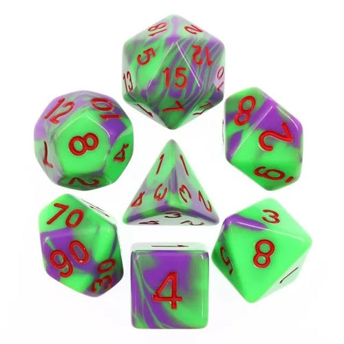Purple+Green Blend dice (Red font)