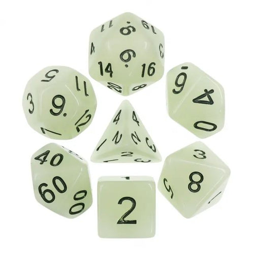 Glow in the dark White dice set