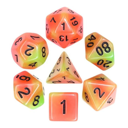 Orange+Green Glow in the dark dice