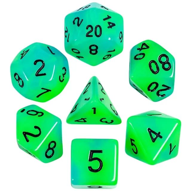 Blue+Green Glow in the Dark Dice