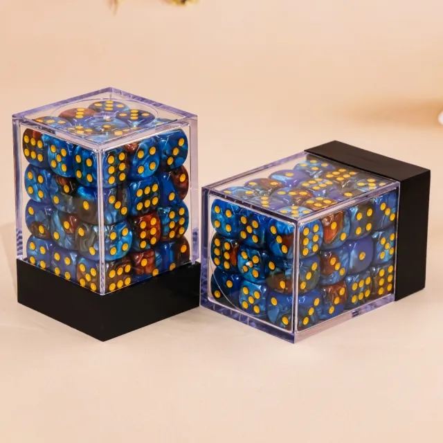 Orange+Blue 12mm D6 pips dice