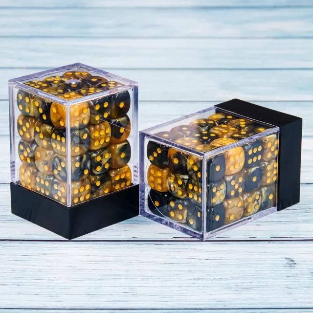 Yellow+Black 12mm D6 pips dice