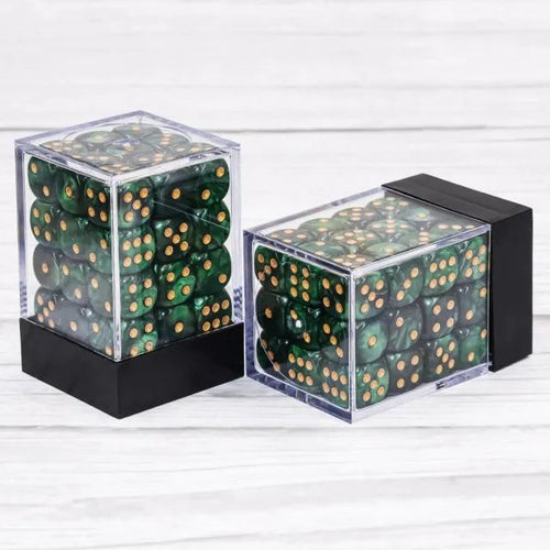 12mm D6 green pearl pips dice