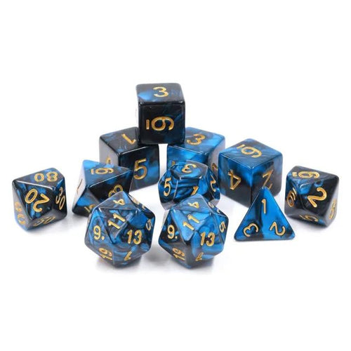 Blue+Black Pearl Dice-11 pcs set