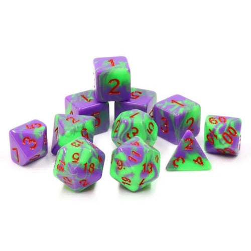 Green+Purple Blend Dice-11 pcs set